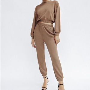 Zara Beige/Tan Sweatsuit NWOT